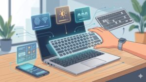 Современная иллюстрация клавиатуры ноутбука HP ProBook для статьи о выборе запчастей в 2026 году