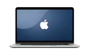 Современный ноутбук MacBook на столе в сервисном центре НБР Сервис для качественного ремонта в Москве